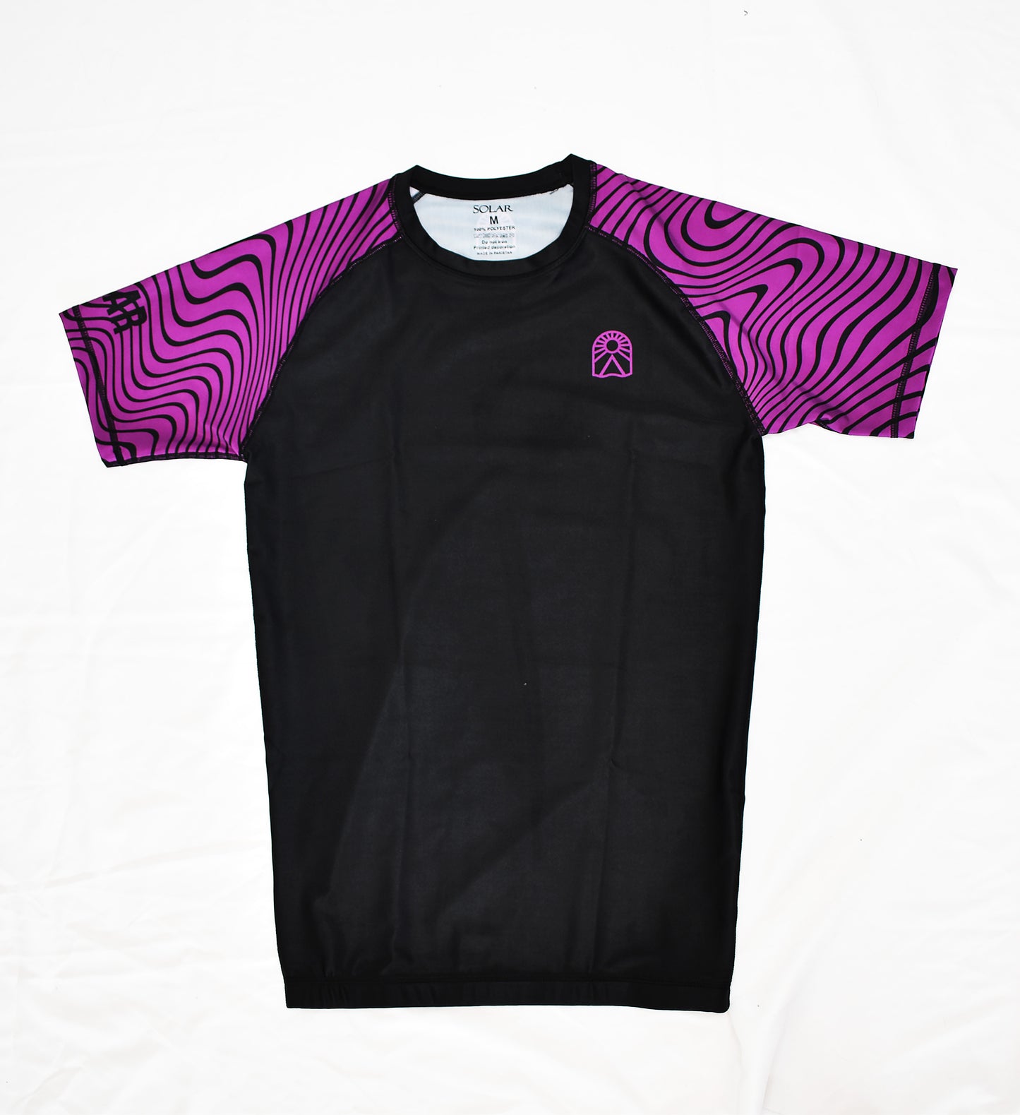 Rashguard manches courtes - Mauve motifs de vagues