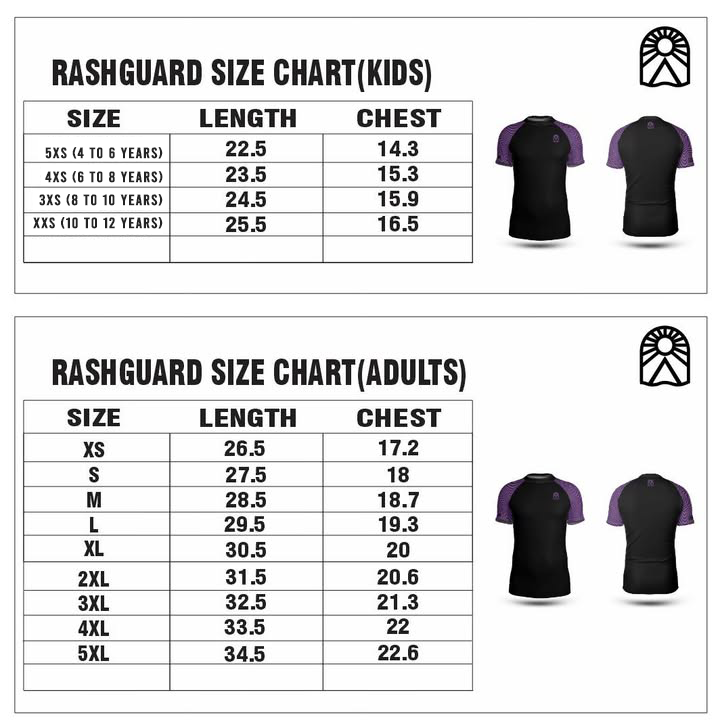 Daci Rash Guard Chart Size Rashguards 100% personnalisables - Faites votre propre design! – Solar ...