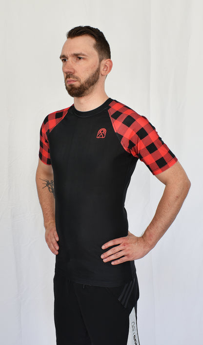 Short Sleeve Rashguard - Red and Black Plaid