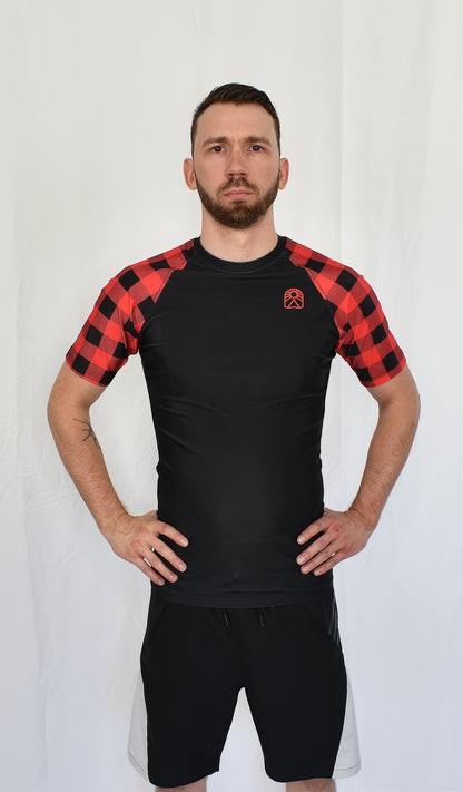 Short Sleeve Rashguard - Red and Black Plaid