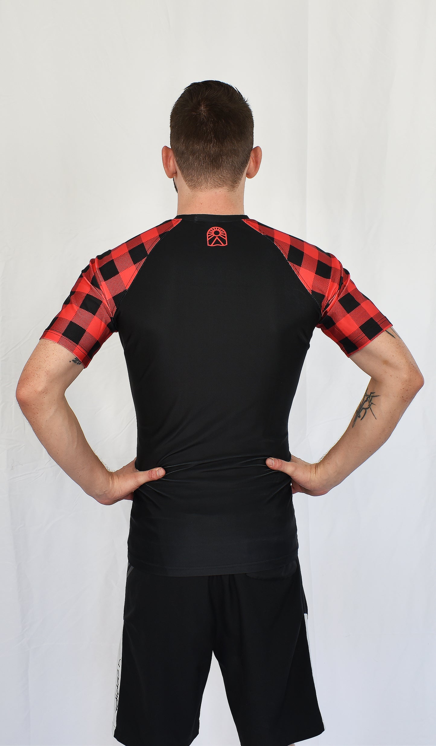 Short Sleeve Rashguard - Red and Black Plaid