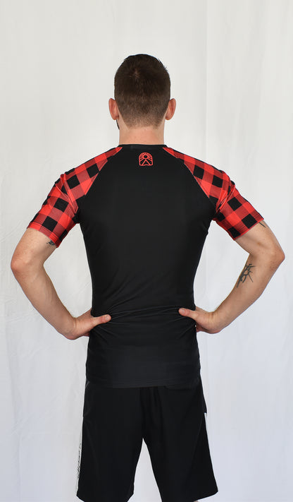 Short Sleeve Rashguard - Red and Black Plaid