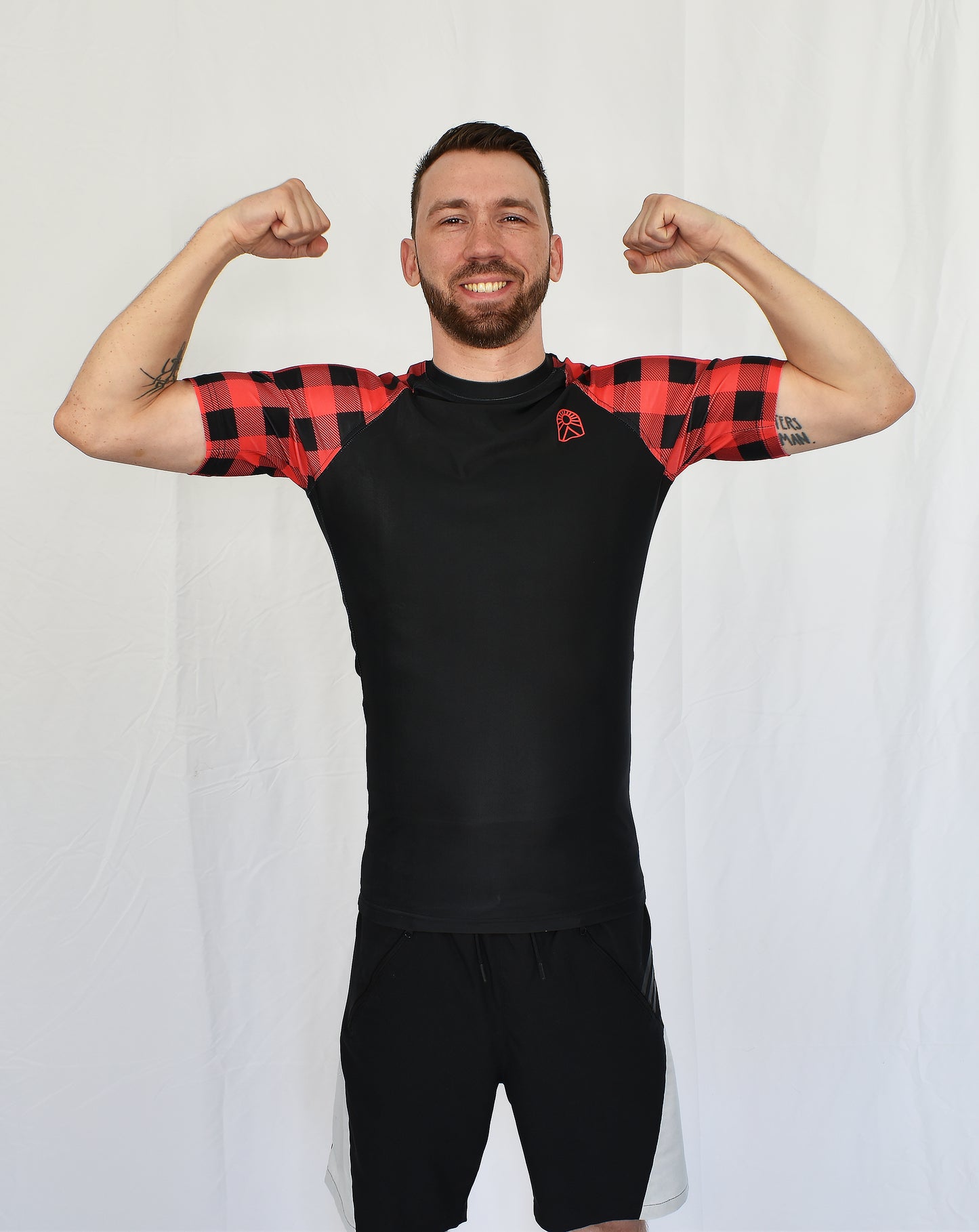 Short Sleeve Rashguard - Red and Black Plaid