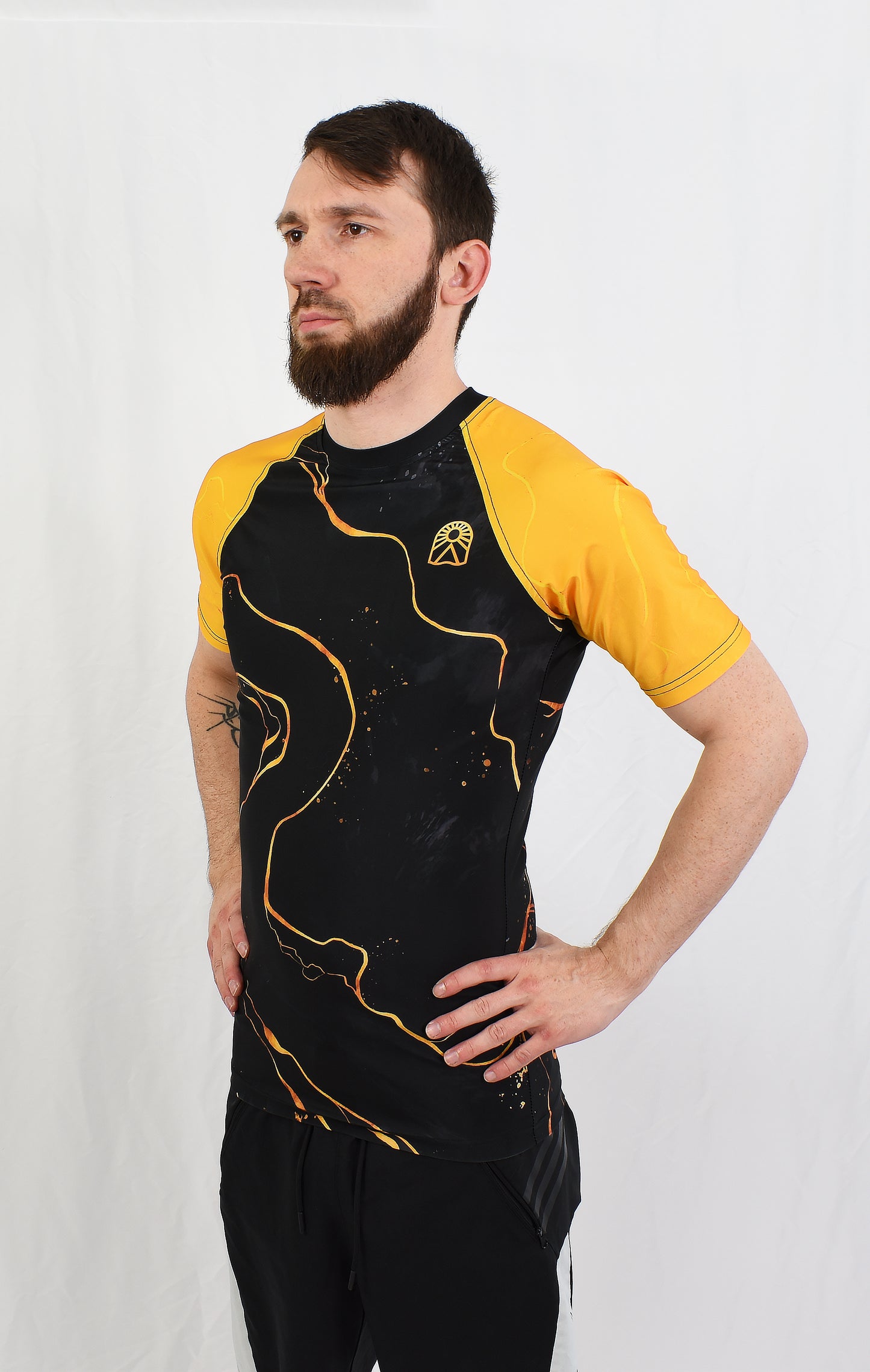Short sleeve rashguard - Yellow and black - Solar