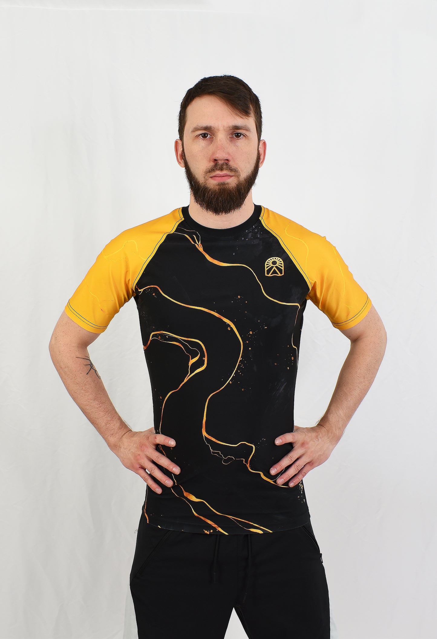 Short sleeve rashguard - Yellow and black - Solar