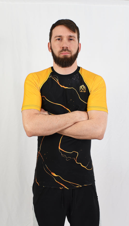 Short sleeve rashguard - Yellow and black - Solar