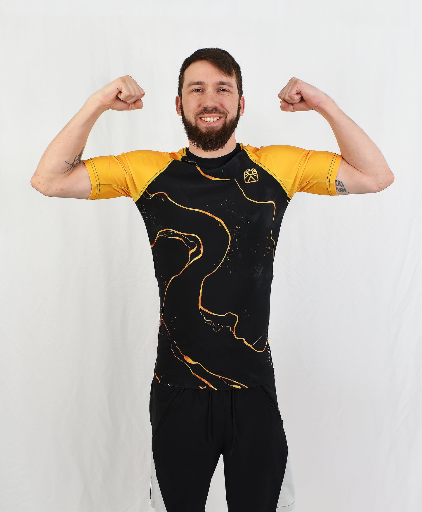 Short sleeve rashguard - Yellow and black - Solar
