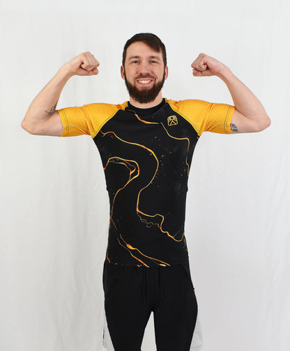 Short sleeve rashguard - Yellow and black - Solar